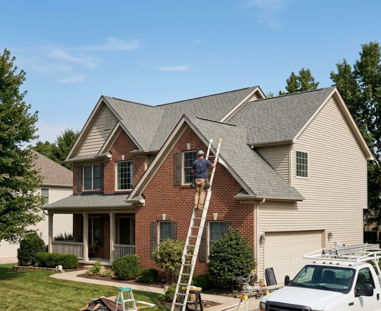 SARH Contractors crew member working on a residential roof